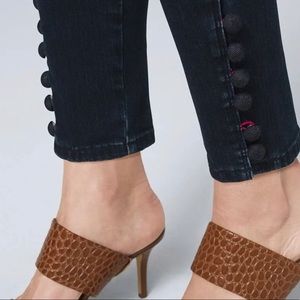 WHBM cropped skinny jeans with buttons along bottom legs